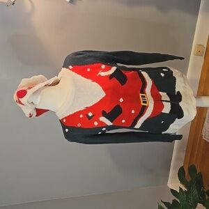 Merry Christmas by Poof Naughty Santa Christmas Sweater and Hat Set - Size M